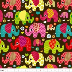 Tricoline Digital - Elefante Patchwork tecido 100% algodão 