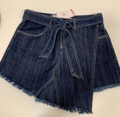 Shorts saia jeans com cinto