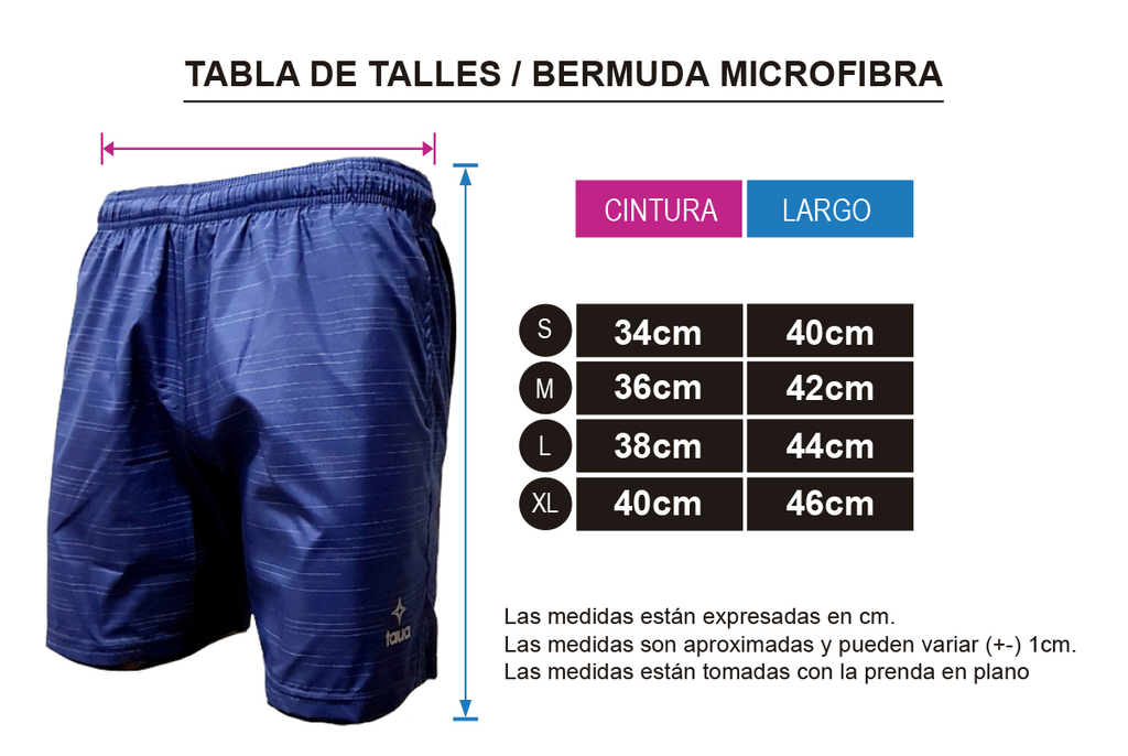 Talles de short discount hombre