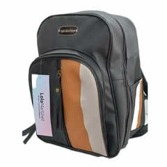 Mochila maternal Oriana ecocuero RAYAS MARRON