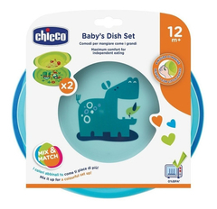 CHICCO PLATO PARA BEBE ANTI-DESLIZANTE BABY'S DISH SET X 2 12M+ CELESTE - comprar online