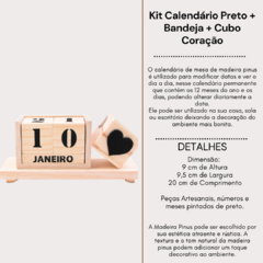 Kit Calendário Cru + Bandeja + Cubo Coração - comprar online