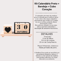Kit Calendário de Mesa Preto + Bandeja + Cubo Coração - comprar online