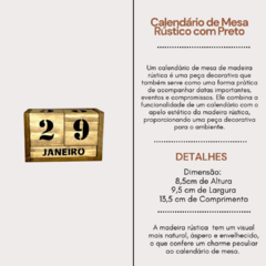 Calendário de Mesa Rústico com Preto - comprar online