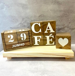 Kit Combo - Calendário + Cubos Café + Coração + Bandeja 14x29cm