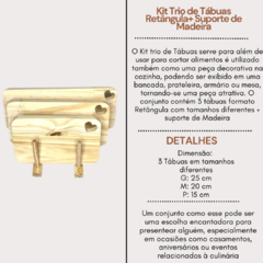 Kit Trio de Tábuas Retângula Corações + Suporte de Madeira - comprar online