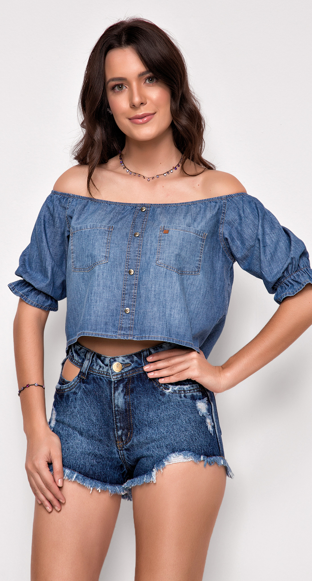 Blusa hot sale jeans curta