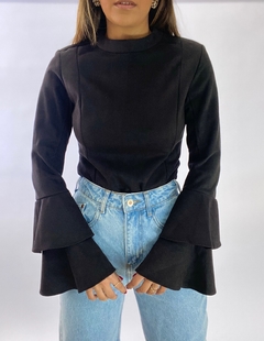 BLUSA MANGA LONGA CAMURÇA | PRETO - NOHLA 