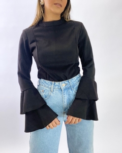 BLUSA MANGA LONGA CAMURÇA | PRETO - loja online