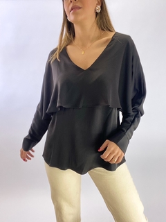 BLUSA CAPA SEDA | PRETO - comprar online