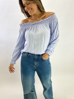 BLUSA OMBRO A OMBRO HELLEN | AZUL - comprar online