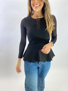 BLUSA PEPLUM TULE | PRETO