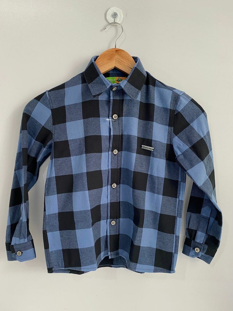 Camisa xadrez best sale preta e azul