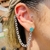 Brinco ear cuff mono pedra esmeralda colombiana e piercing fake prata925