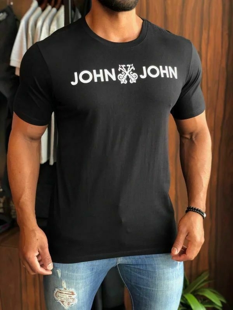 Camiseta John John Basic Masculina - Preto Fosco+Amarelo