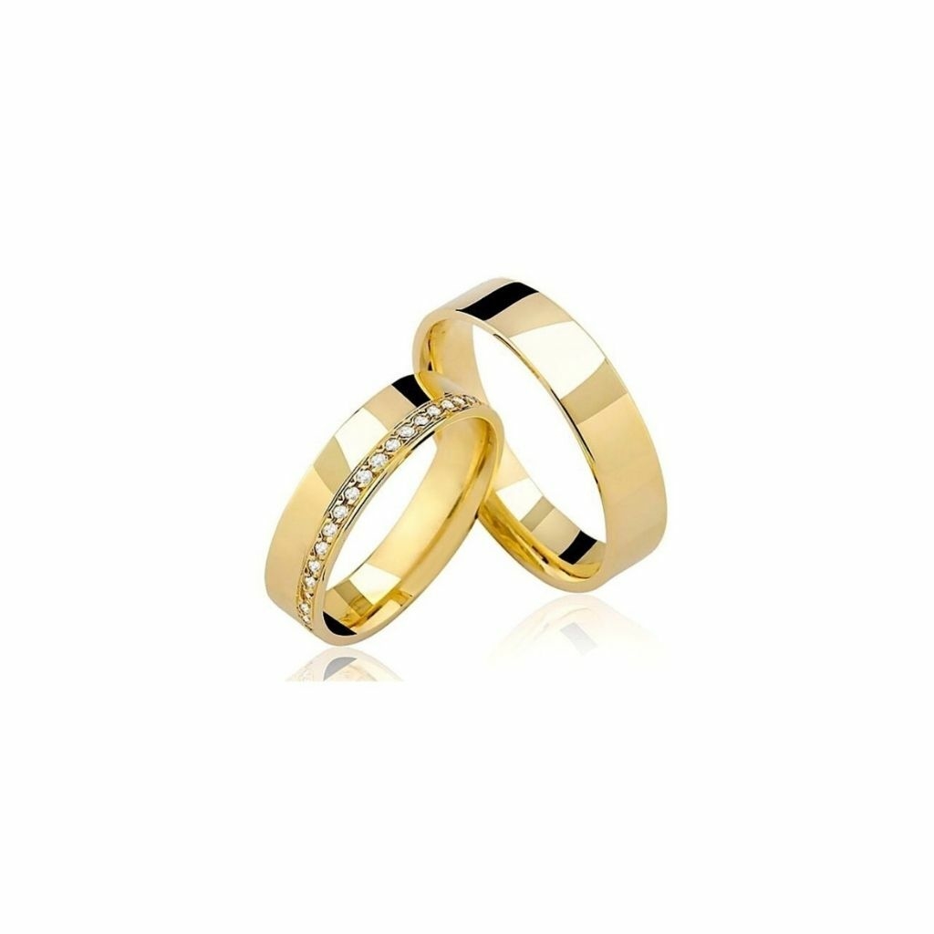 Aliança Casamento Ouro 18k Com Diamantes