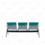 Longarina 3 Lugares Cromada com Estofado Azul Tiffany MC-203A -03L AT - Makkon