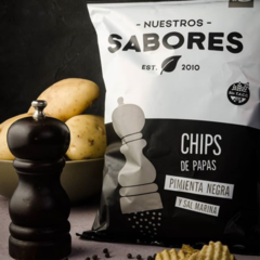 Snacks Nuestros sabores Chips Papas Pimienta negra y Sal Marina 80g