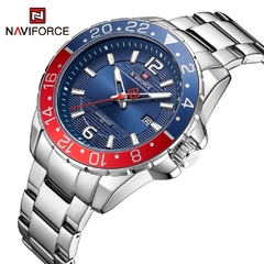 Relógio Naviforce Prata Vermelho Azul - comprar online