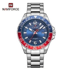 Relógio Naviforce Prata Vermelho Azul