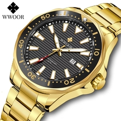 Relógio Masculino WWOOR Dourado - comprar online