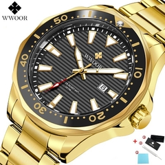 Relógio Masculino WWOOR Dourado - comprar online