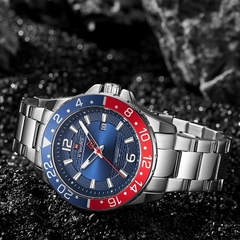 Relógio Naviforce Prata Vermelho Azul - loja online