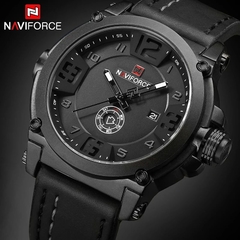 Imagem do Relógio Naviforce Masculino Preto Couro