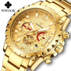 Relógio WWOOR Dourado Masculino Original - Éder Importados