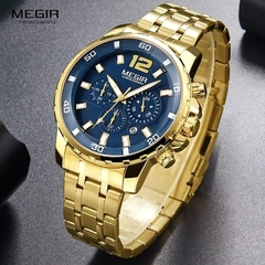 Relógio Masculino Megir Dourado Luxo - comprar online