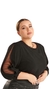 Blusa manga 7/8 detalhe em tule plus size - comprar online