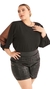 Blusa manga 7/8 detalhe em tule plus size