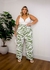 Calça pantalona verde estampada plus size