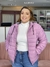 Jaqueta puffer em nylon com capuz destacável plus size