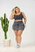 Saia jeans marmorizada cargo realça bumbum plus size na internet