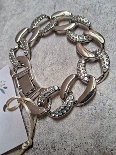 Pulseira corrente Prateada c strass - comprar online