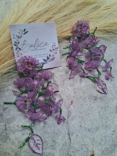 Brinco flores e folhas roxo - comprar online