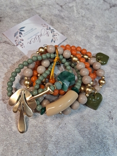 Conjunto pulseiras laranja - bulicaflor