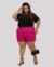 Short Feminino Plus Size com Elastano Alfaiataria Meio coxa Elástico Atrás Barra Italiana e Passante - TOP VINTE