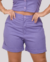 Short Feminino de Linho com Bolso Cintura Alta Alfaiataria Barra Italiana com Botao - loja online