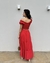 Conjunto de saia midi com fenda e cropped de lastex vermelho na internet