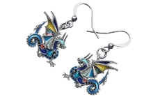 Aretes Artesanales Esmaltados De Dragon Azul - comprar en línea