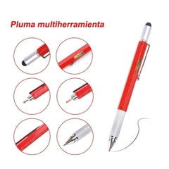 Pluma Multifuncional 5 en 1 Cuerpo de Metal Rojo - TRESTY MX