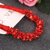 Collar Grueso Artesanal con Piedras de Coral en Color Rojo