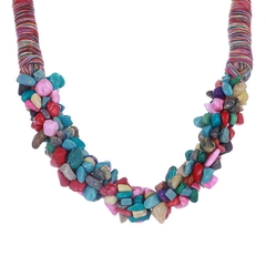 Collar Grueso Artesanal con Piedras de Coral Multi Colores en internet