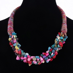 Collar Grueso Artesanal con Piedras de Coral Multi Colores - TRESTY MX