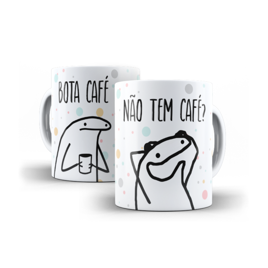 Caneca Flork Meme Com Café, Sem Café