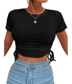 Blusa Cropped Com Franzido Nas Laterais