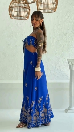 Vestido Bordado azul royal - Erikamodass