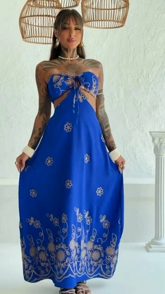 Vestido Bordado azul royal - comprar online